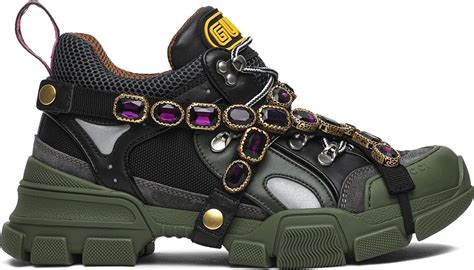 gucci flashtrek green crystals.